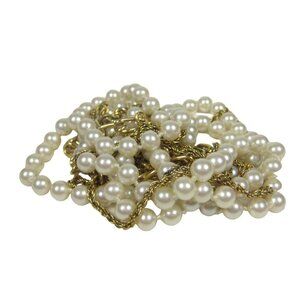 Vintage Goldtone Faux Pearl Multi Strand Necklace 24 In Long Elegant Jewelry